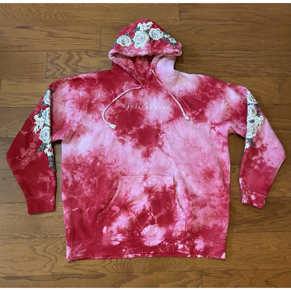 Civil Regime Pink Camo Tie Dye Hoodie XL Heavy Oversized Floral Embroidery